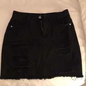 Missguided distressed denim skirt